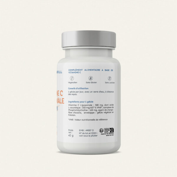 Vitamine C liposomale 500 mg beaverhill.fr Pilulier de 60 gélules végétales